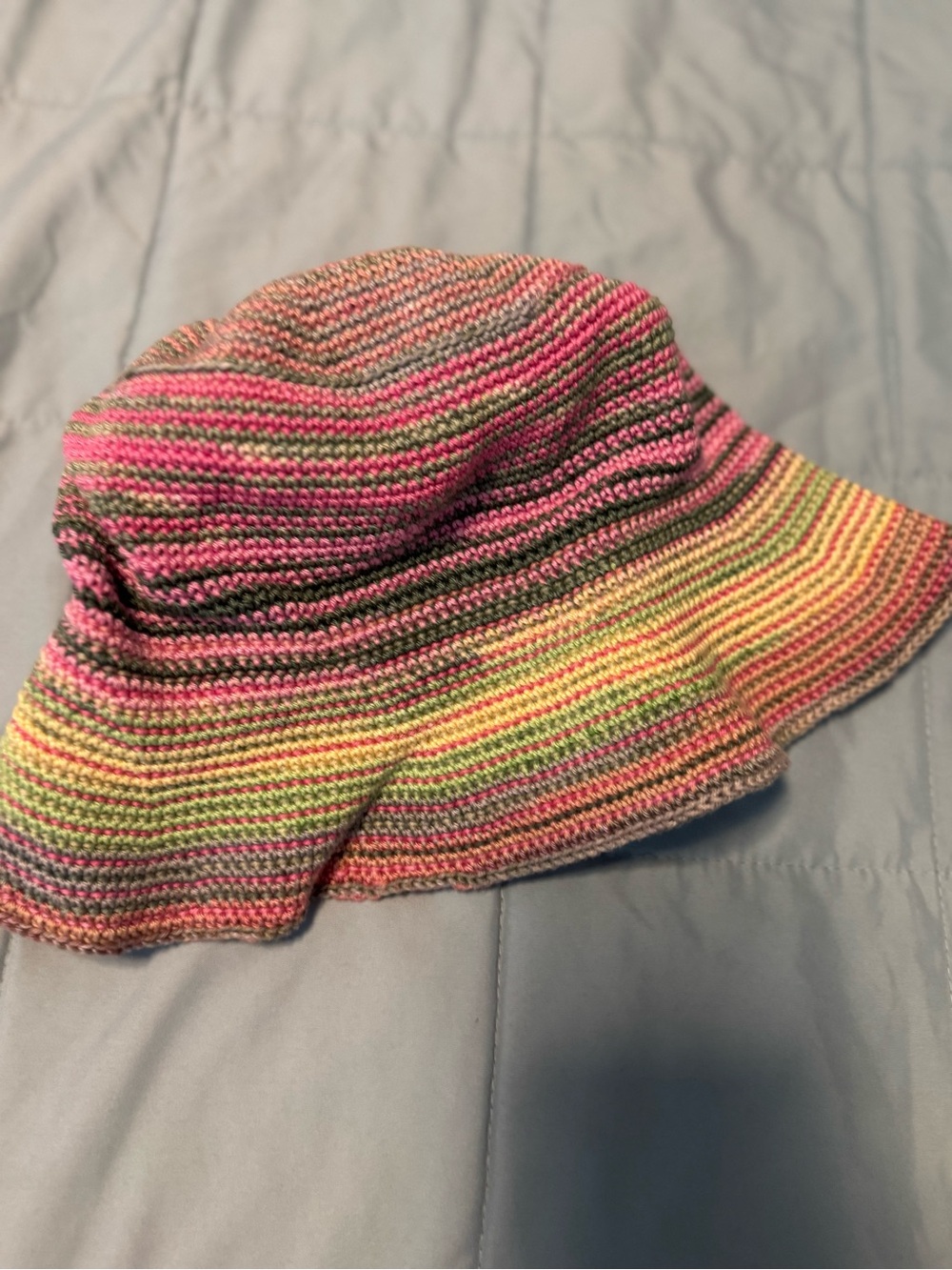 Striped Multicolor Crochet Bucket Hat